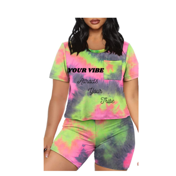 Attract Your Tribe Tie Dye 2 Piece Short Set